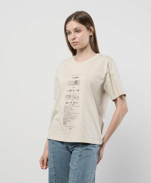 Maison Margiela MM6 - Beige t-shirt with Care Label print