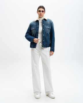 Dolce&Gabbana Blue denim jacket with logo patch F9S11DG8LW1
