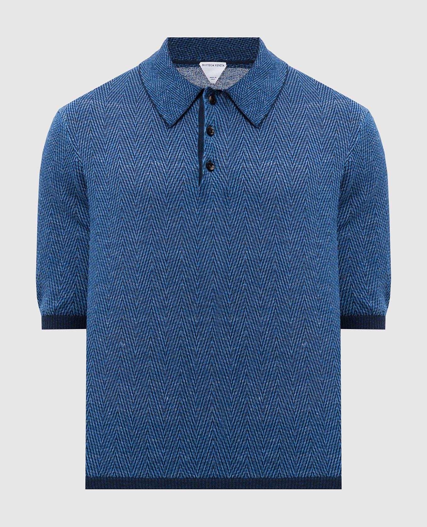 

Blue polo shirt with patterned linen Bottega Veneta