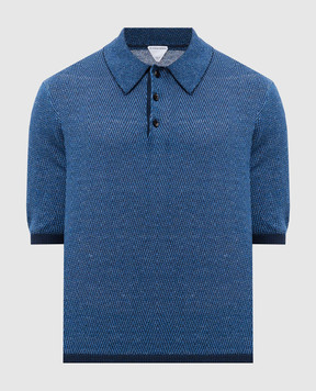 Bottega Veneta Blue polo shirt with patterned linen 809716V4VW0