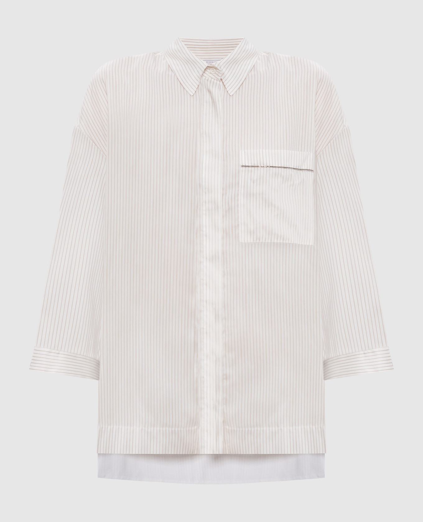 Beige striped shirt with silk Peserico