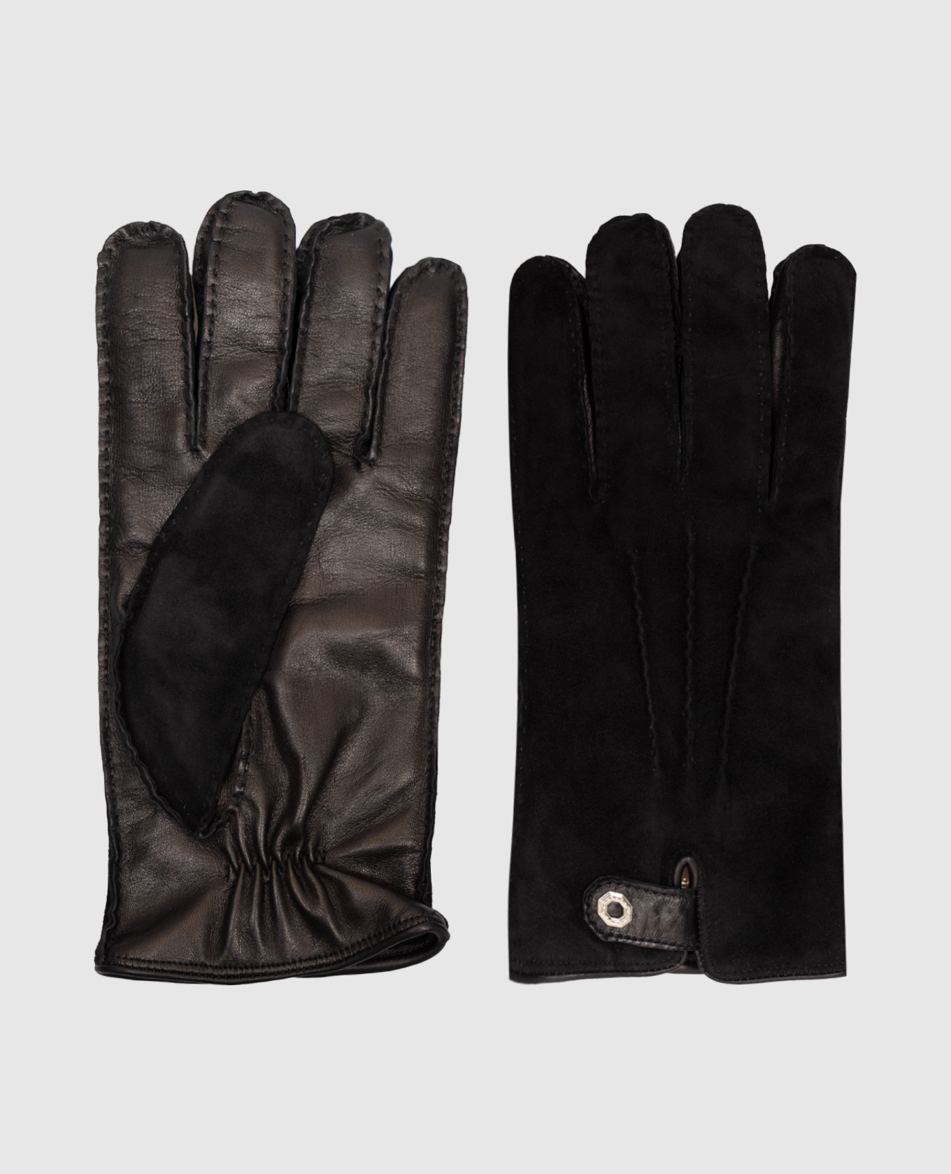 

Black leather gloves Stefano Ricci, Черный