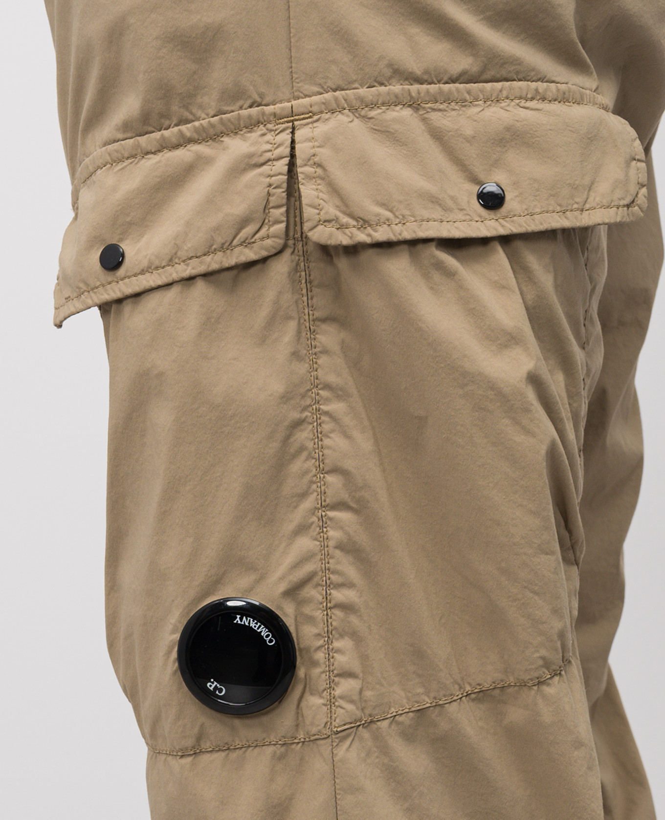 

Beige linen pants with logo patch C.P. Company