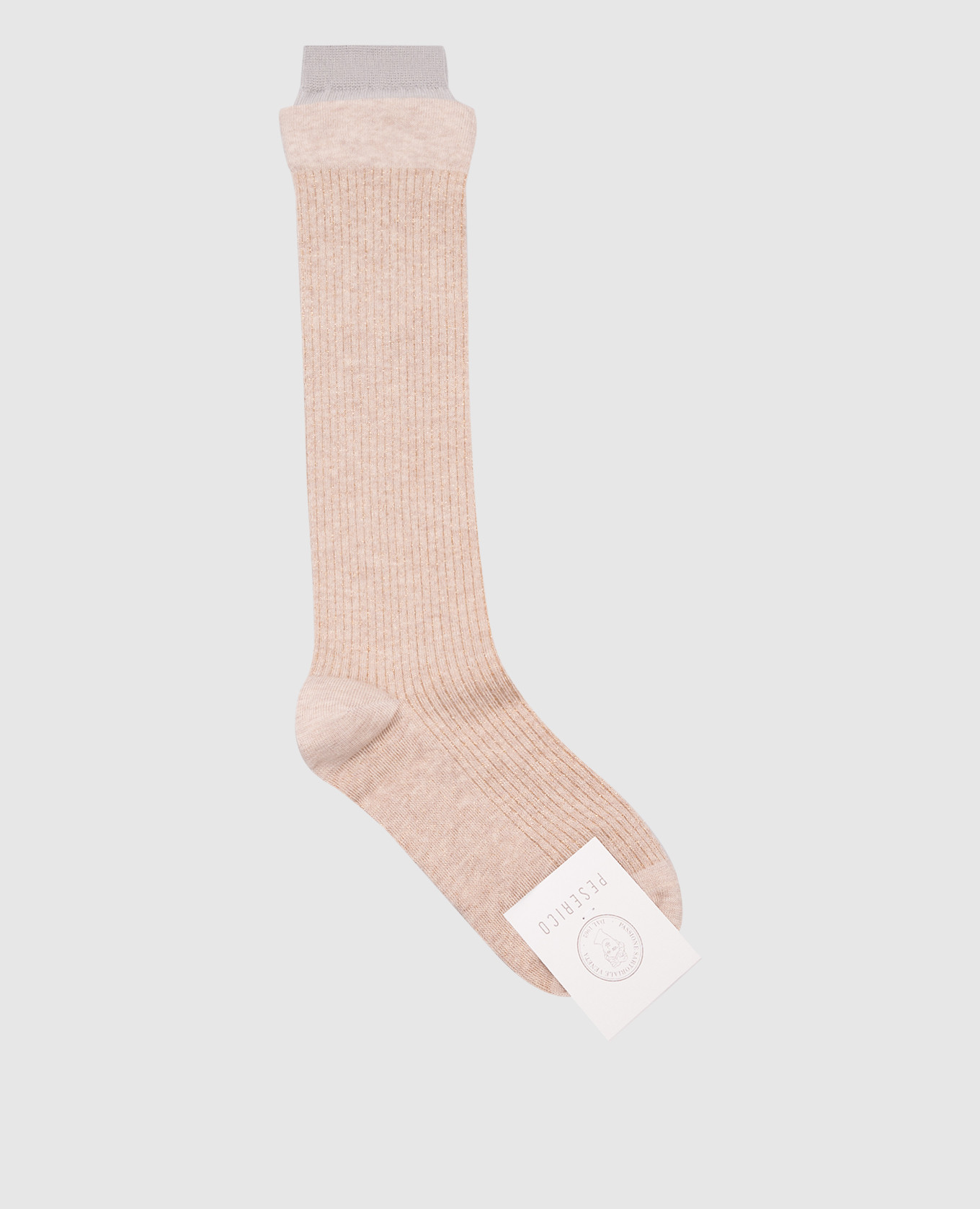 

Beige ribbed knee-highs with lurex Peserico
