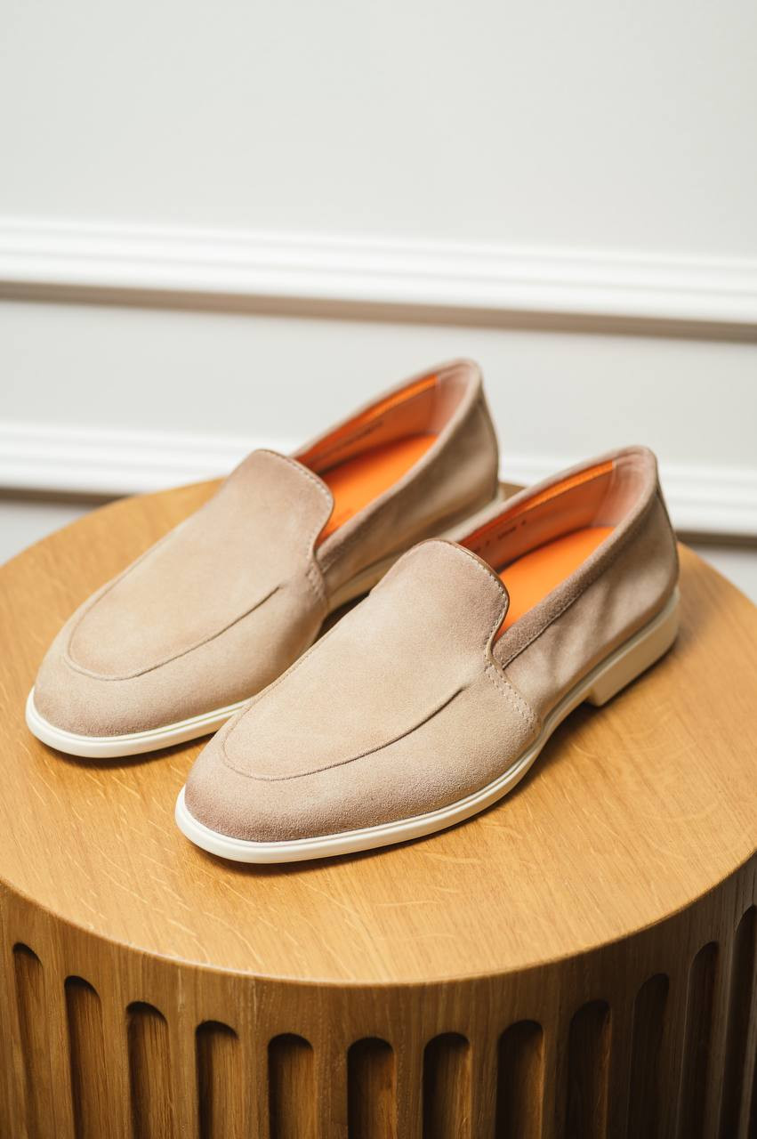 

Beige suede loafers Santoni
