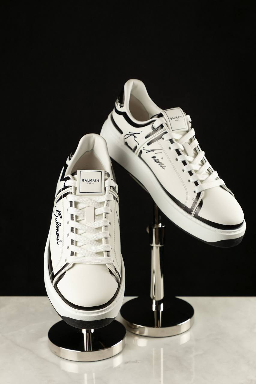 

B-Court white leather sneakers with logo Balmain