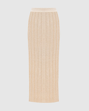 Khaite Claire beige silk and cashmere skirt 9751309