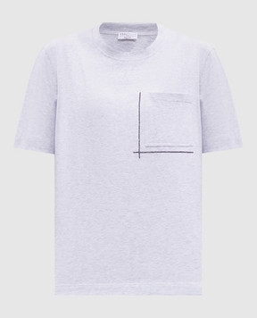 Brunello Cucinelli Grey melange T-shirt with monil chain M0T81HA800