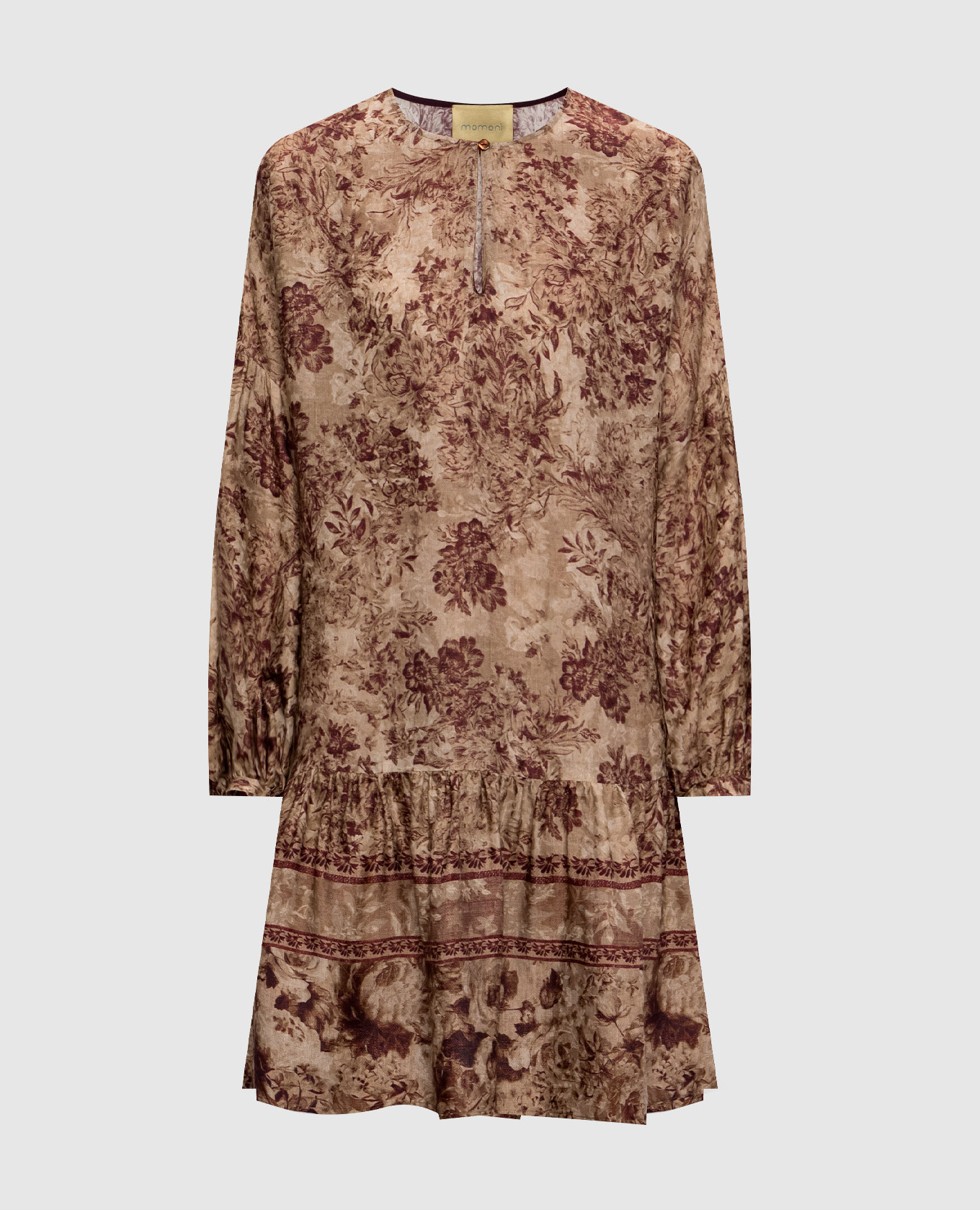 Amber brown dress with floral print Momoni