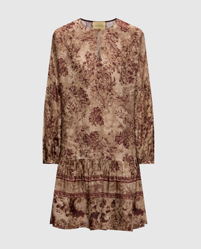 Momoni Amber brown dress with floral print 252MMODR040252MO03B