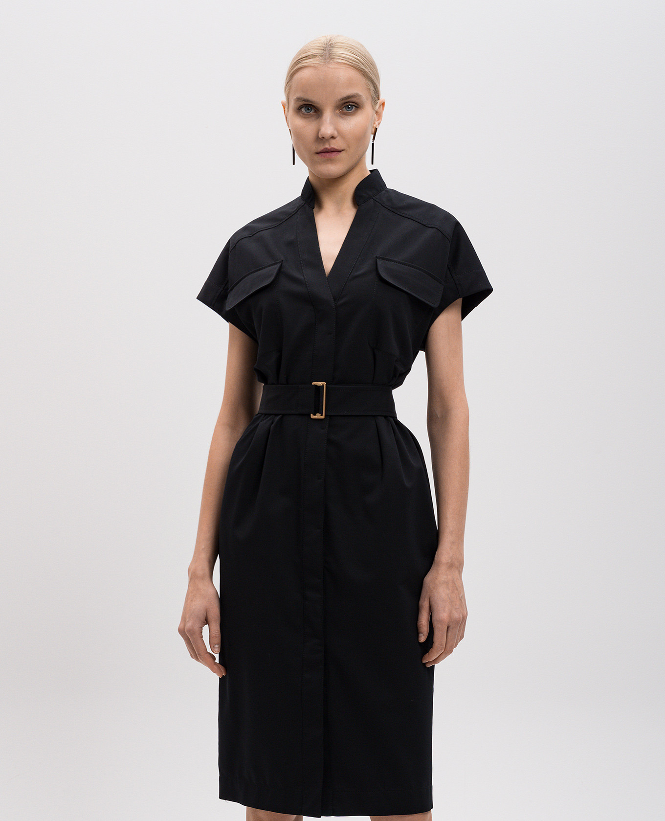 

Black midi shirt dress with wool Agnona