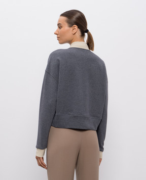 Brunello Cucinelli Grey cardigan with contrast trim MN05NSO106