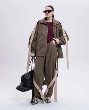 The Attico Khaki pants with ribbons 251WCP00270CCC118AA