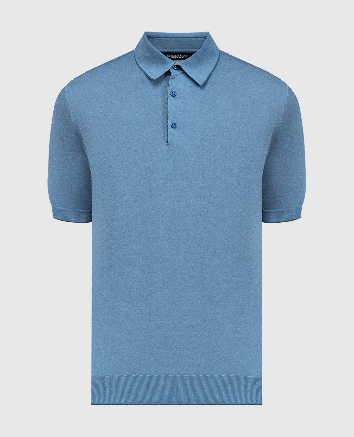 Blue silk polo shirt Stefano Ricci