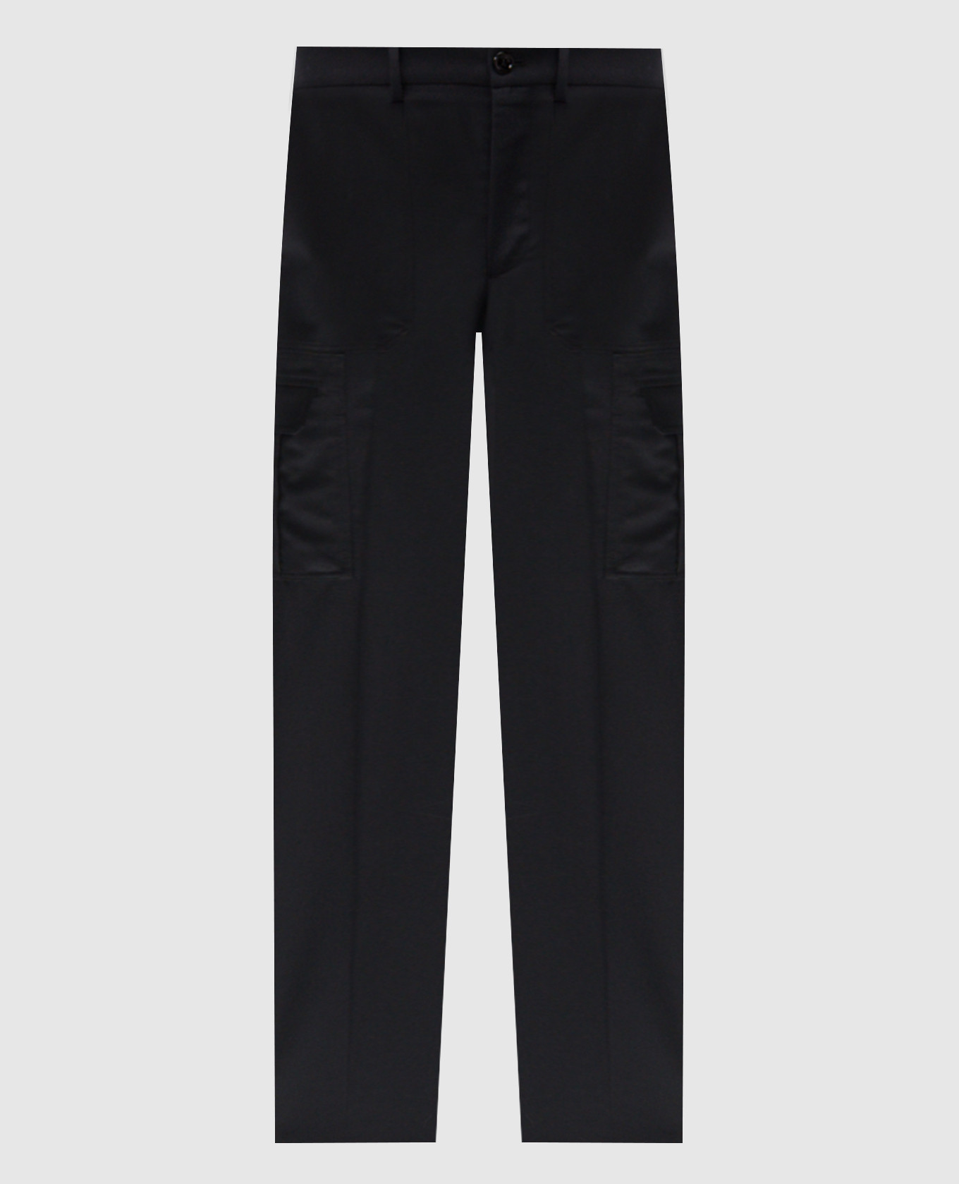 Black wool cargo pants with logo Stefano Ricci