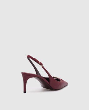 Dolce&Gabbana Burgundy leather slingbacks with logo CG0796A1953