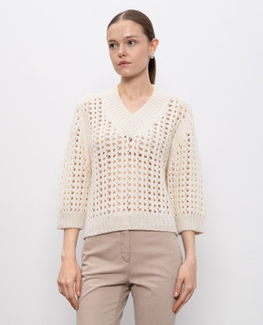 Peserico Beige openwork sweater with alpaca wool A99335F039196C