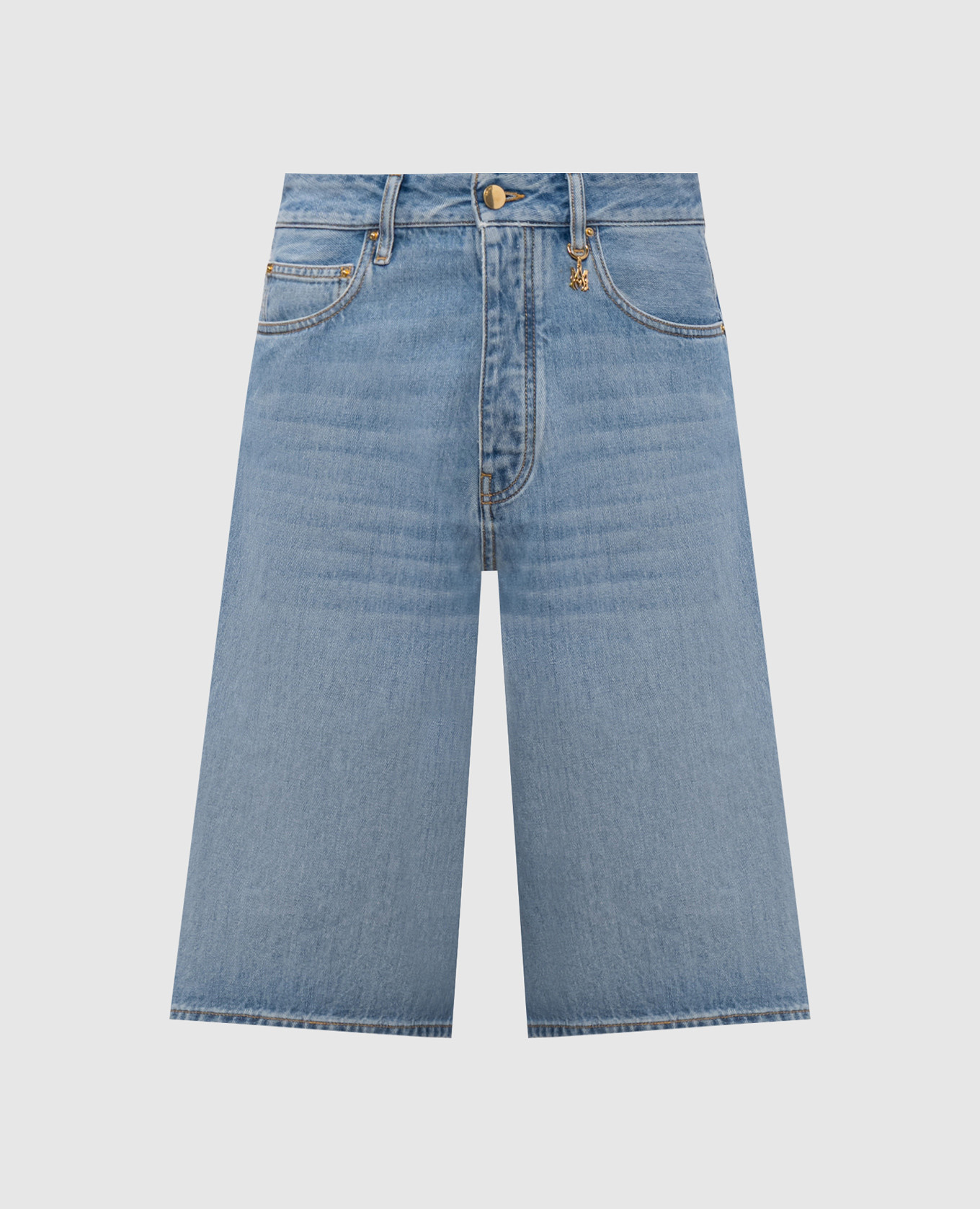 Blue denim Bermuda shorts with logo AMIRI