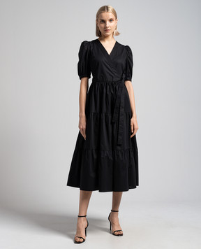 Twinset Black dress with drape and metal logo 241TT2063