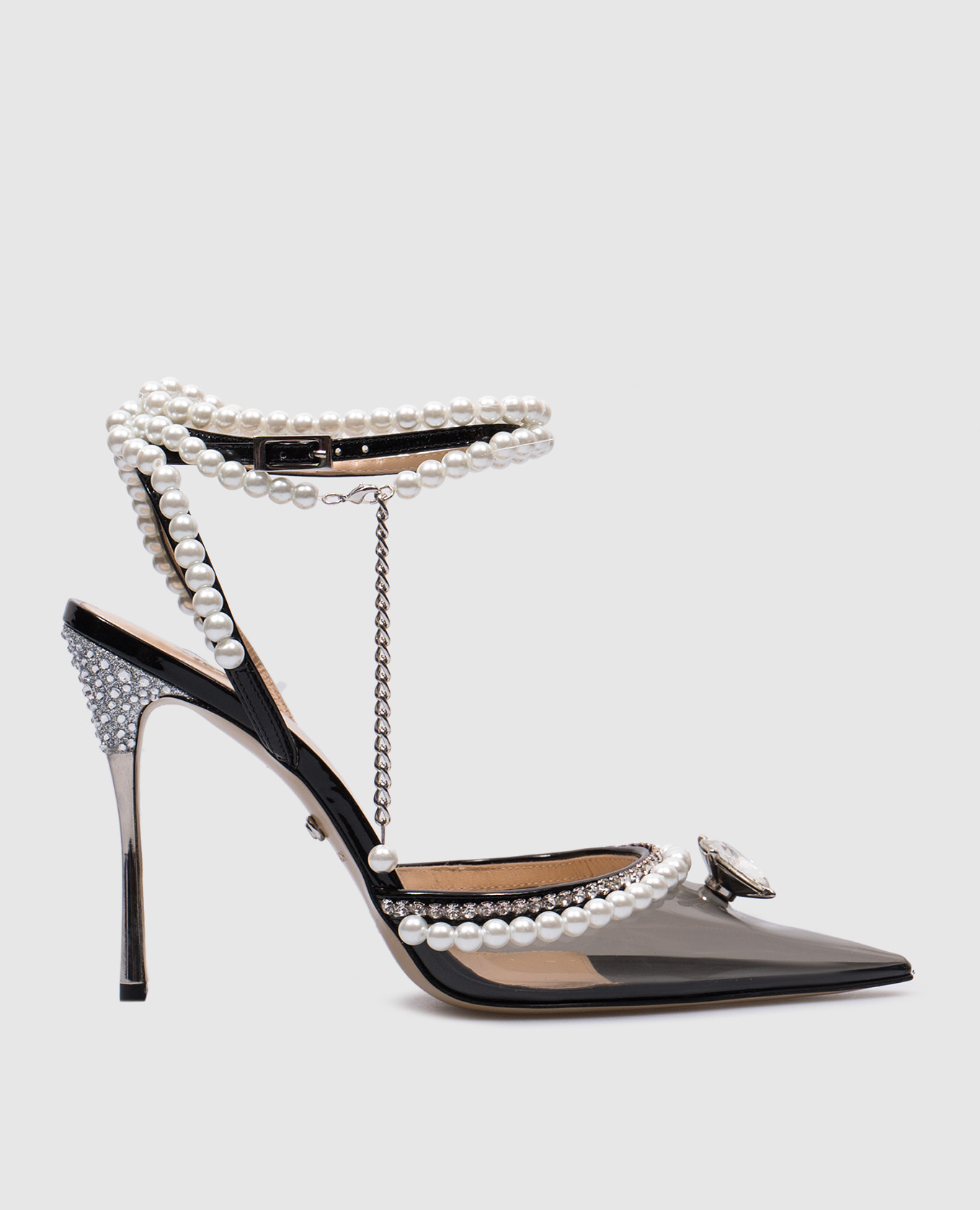 Elizabeth crystal and beaded slingbacks in black mach&mach