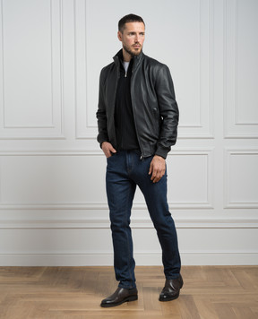 Cashmere&Whiskey Black leather jacket BOMBERPELLE1
