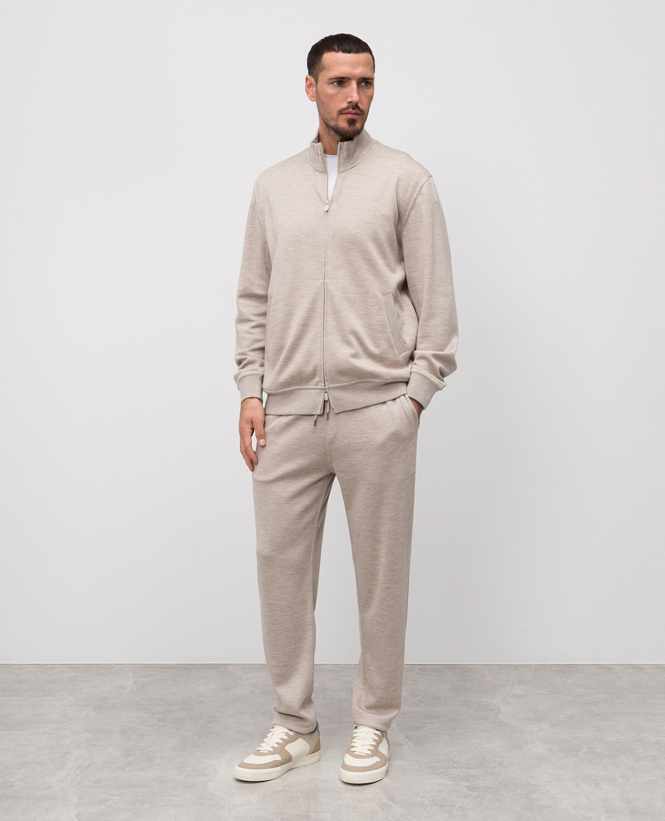 

Beige melange cashmere and silk sports jacket Brunello Cucinelli