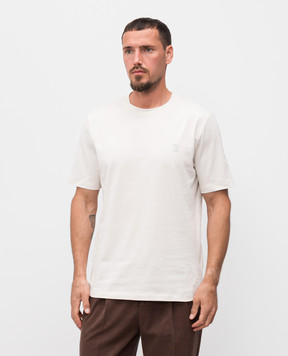 Brunello Cucinelli Beige T-shirt with logo emblem print M0B138440