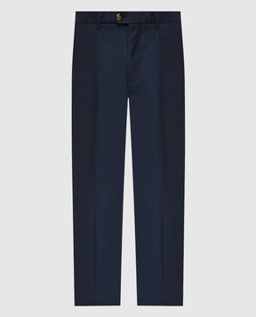 Brunello Cucinelli Blue pants made of wool MB407E1450