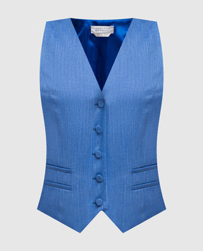 Gabriela Hearst Blue Coleridge waistcoat in wool, silk and linen 2245017W035