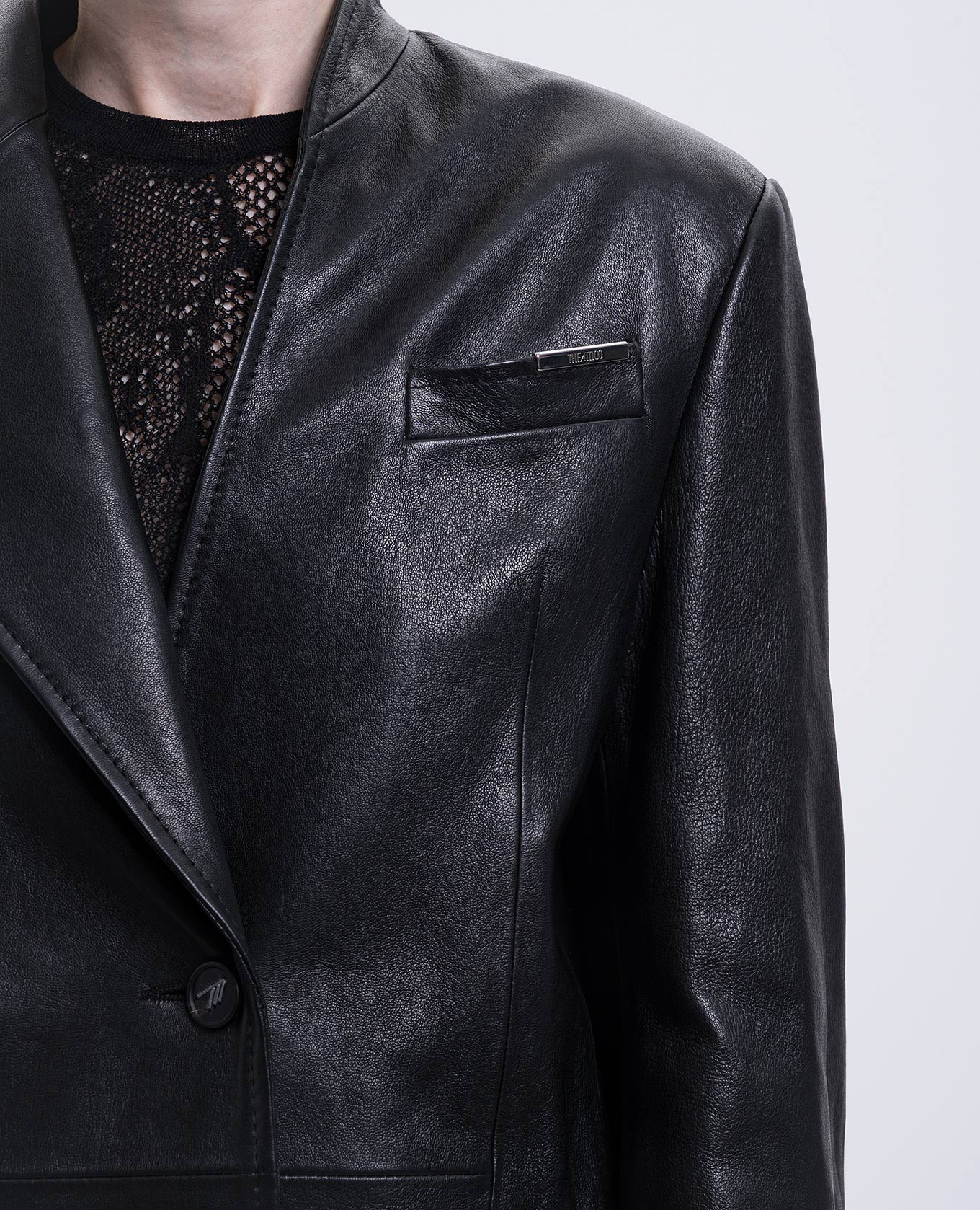 Black leather jacket with logo The Attico 5