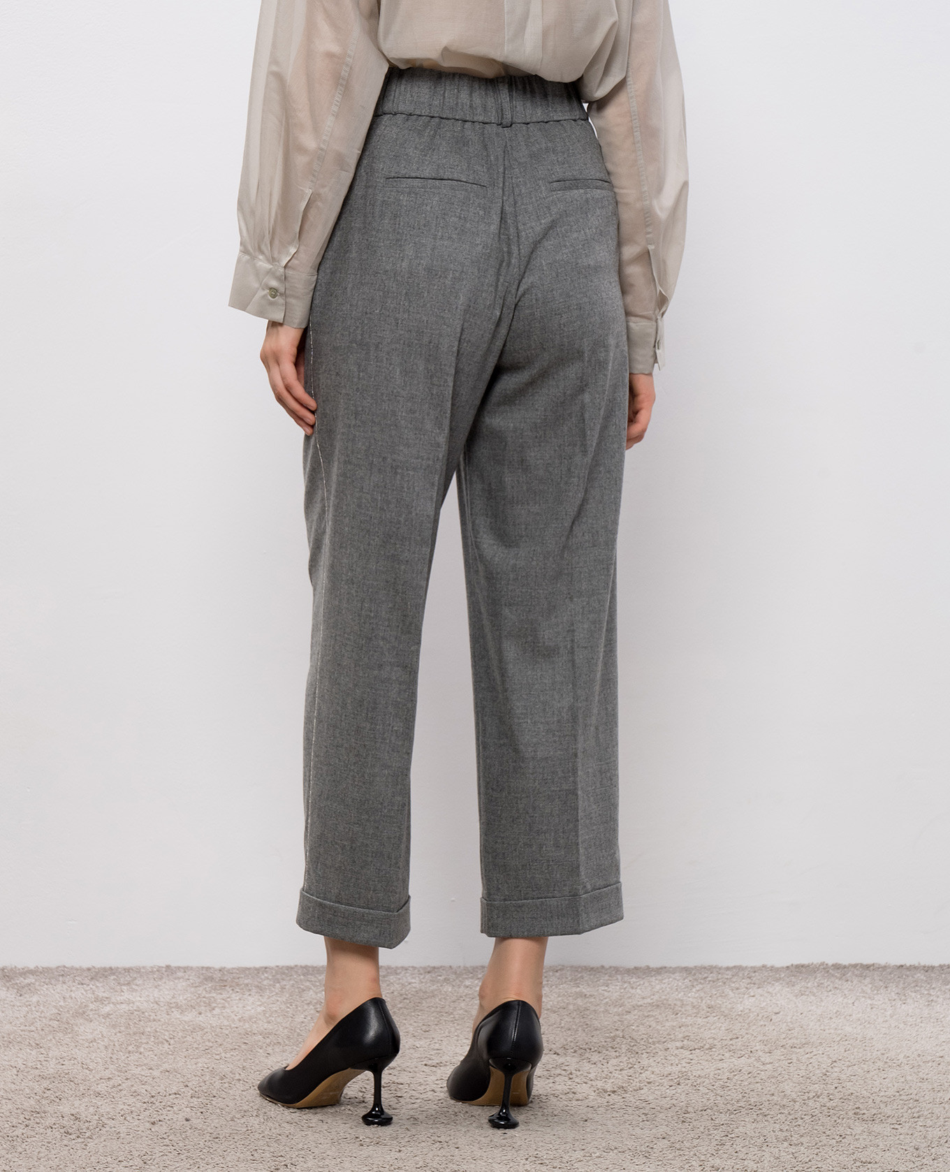 Grey wool and cashmere trousers with lapels Peserico 4