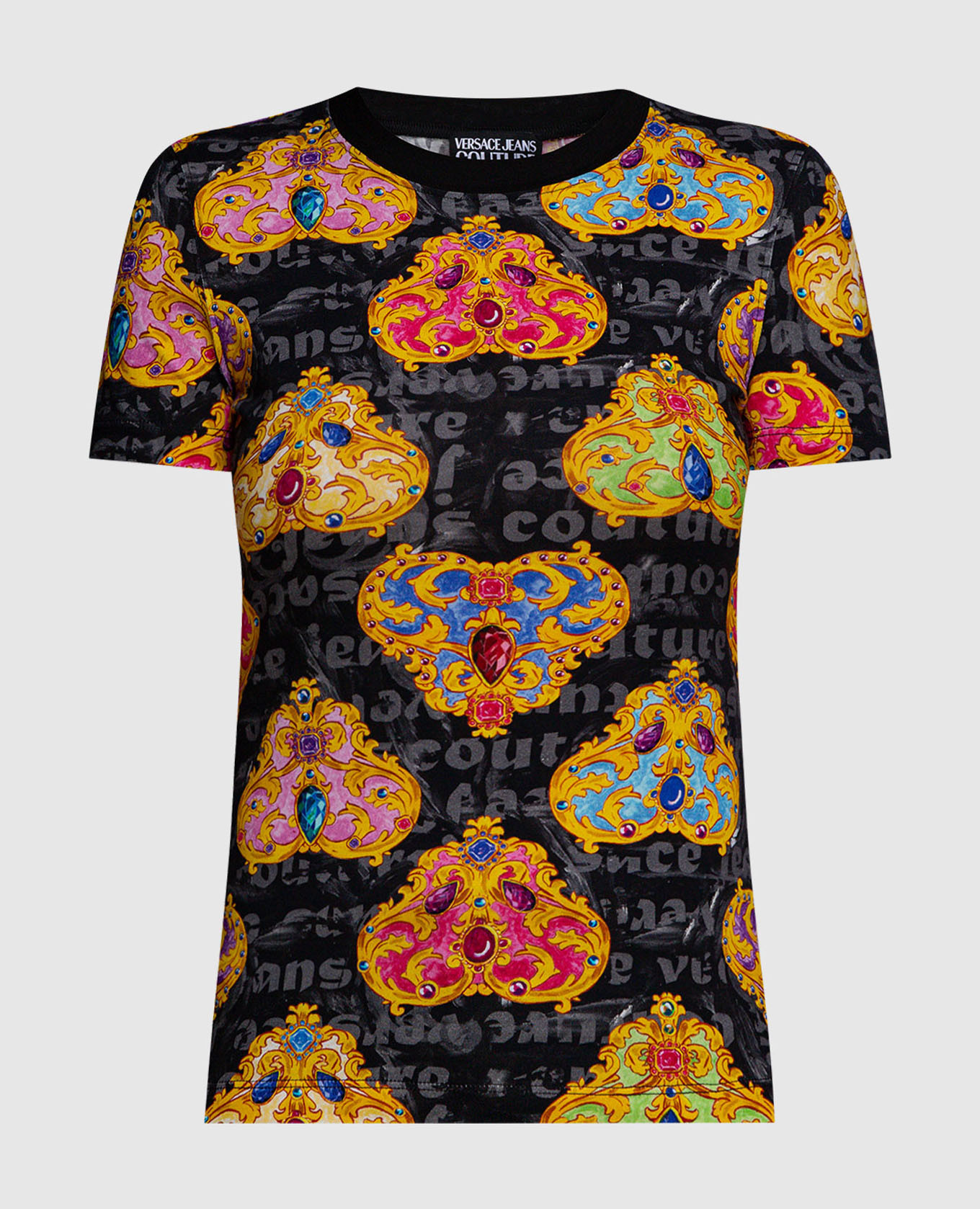 

Black t-shirt with Heart Couture print Versace Jeans Couture, Черный