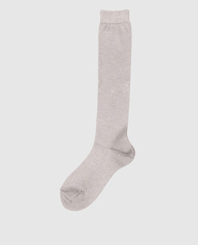 Brunello Cucinelli Gray knee highs with lurex MCSMF0099