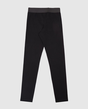 Dolce&Gabbana Children's black leggings with DG embroidery L5JPB8G7N9L46