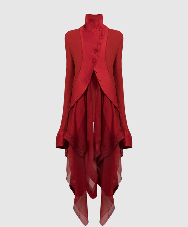 Marc Le Bihan - Red elongated jacket with silk with a reaper