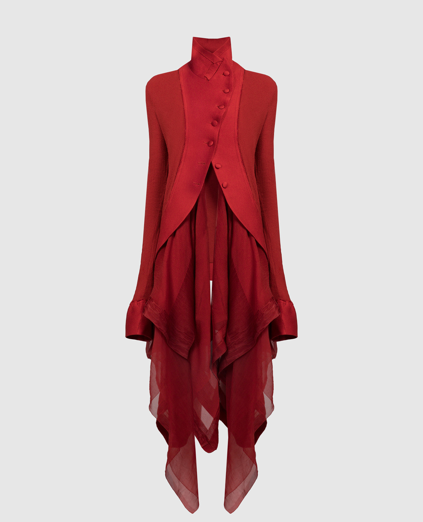 

Red elongated jacket with silk with a reaper effect Marc Le Bihan, Красный