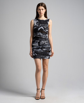 Versace Jeans Couture Black dress in Magazine print with drape 76HAO974JS288