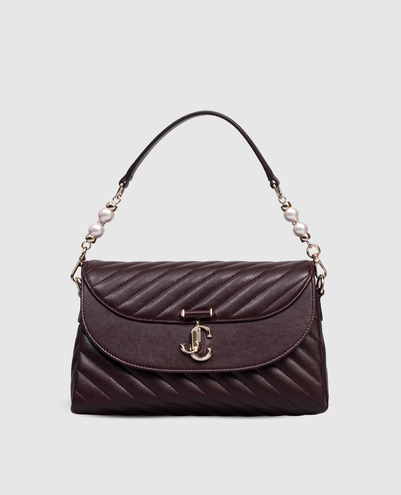 

Burgundy leather quilted bag with pearls Jimmy Choo