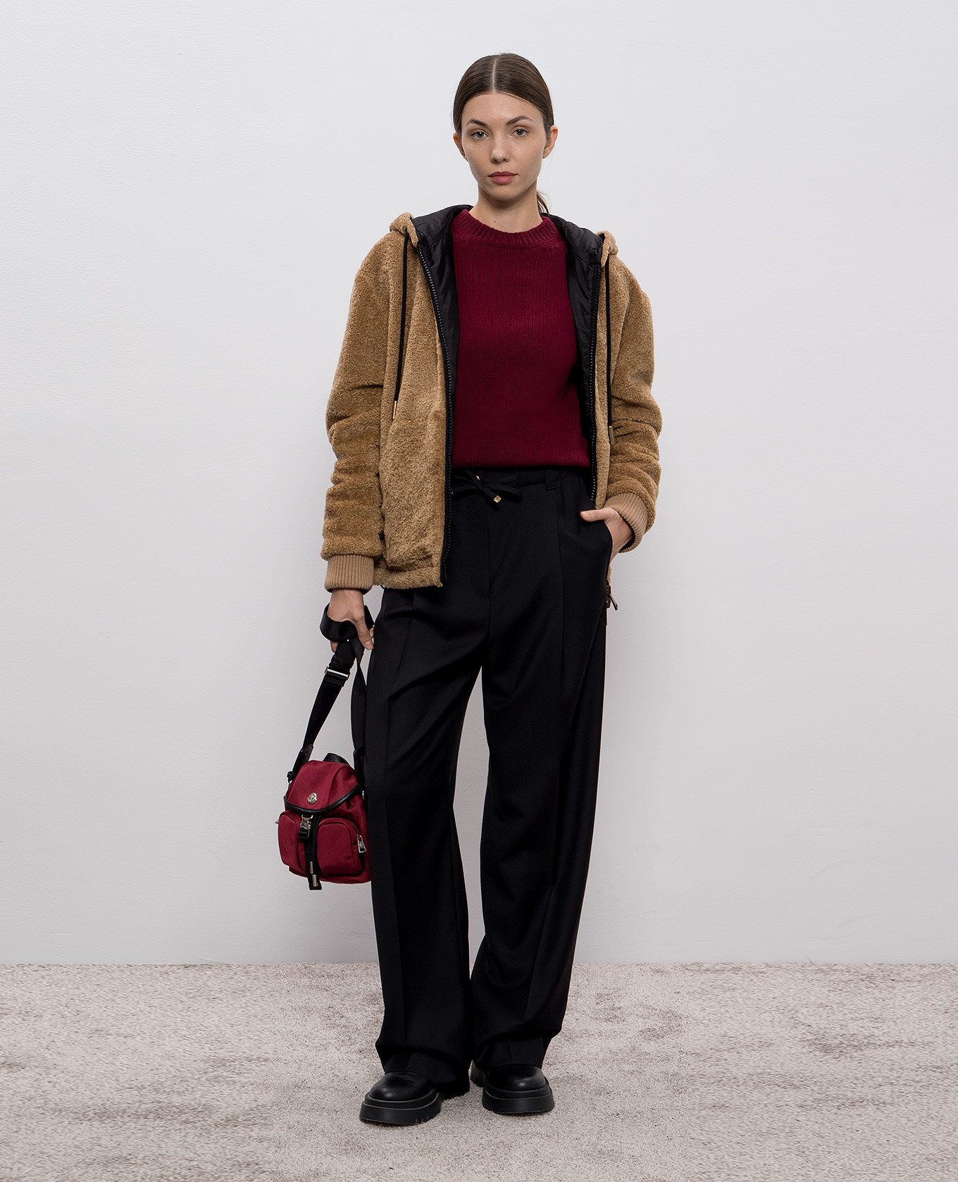 Burgundy wool and cashmere sweater Moncler 2
