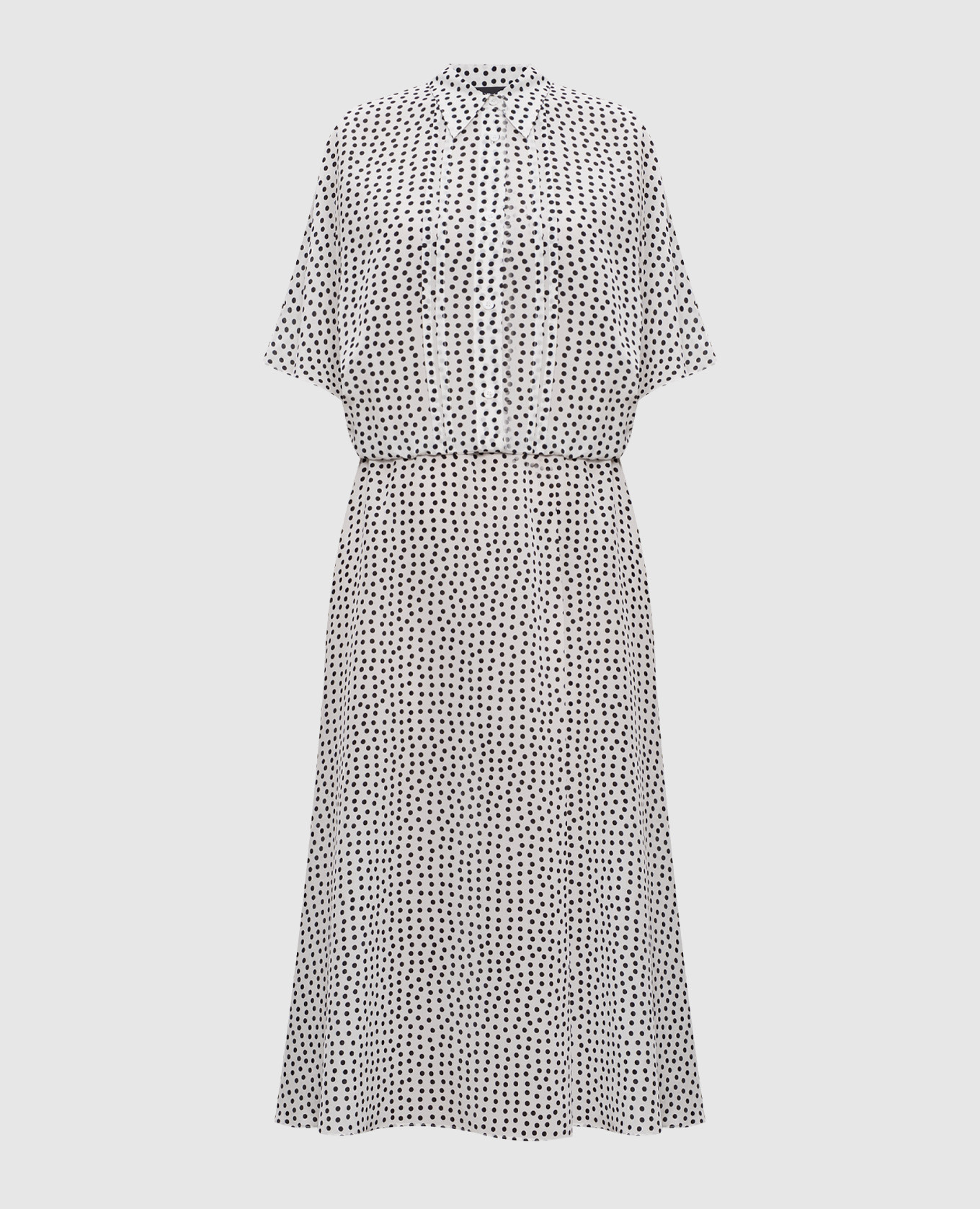 White polka dot silk shirt dress Jacob Lee