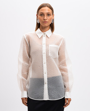 Helmut Lang White blouse with silk with bubble wrap effect O06HW506