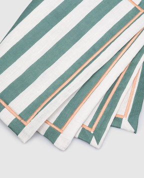 La DoubleJ A set of green striped linen table mats PMT0006LIN001RIV07