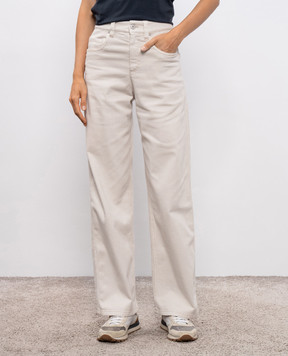 Brunello Cucinelli Beige jeans with logo patch MH137P4021