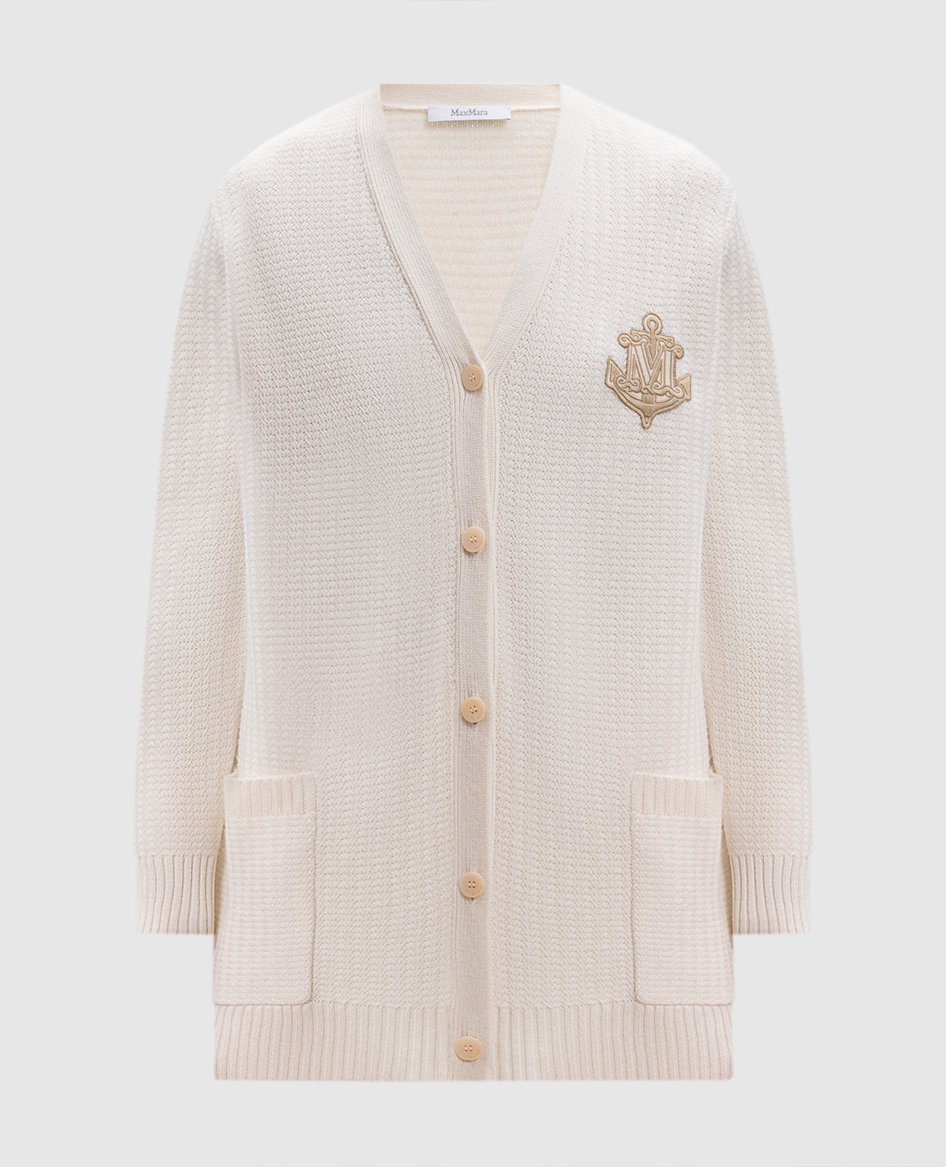 

RAVELLO white wool and cashmere cardigan with monogram logo Max Mara