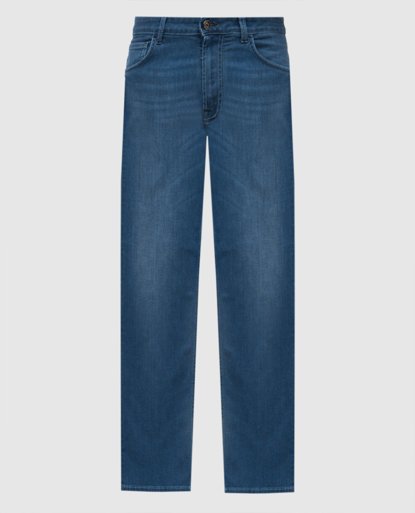 Blue jeans with leather logo patch Stefano Ricci
