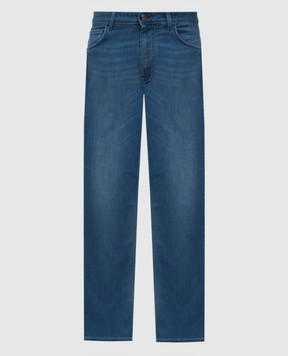 Stefano Ricci Blue jeans with leather logo patch MST51B3040T0043
