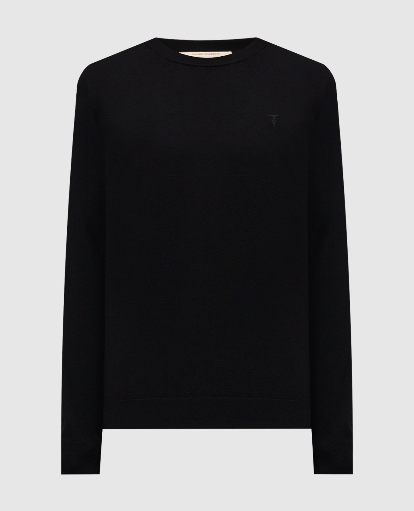 Black jumper with embroidered emblem Trussardi