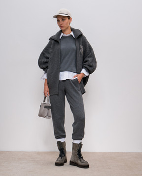 Brunello Cucinelli Gray t-shirt with monil chain made of ecolathuni M0T18BD200