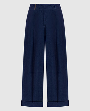 Peserico Blue linen pants P0403502603