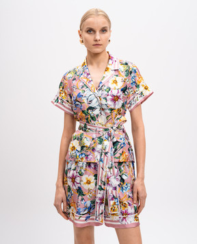 Dolce&Gabbana Pink silk blouse with floral print F5G67THI1W4